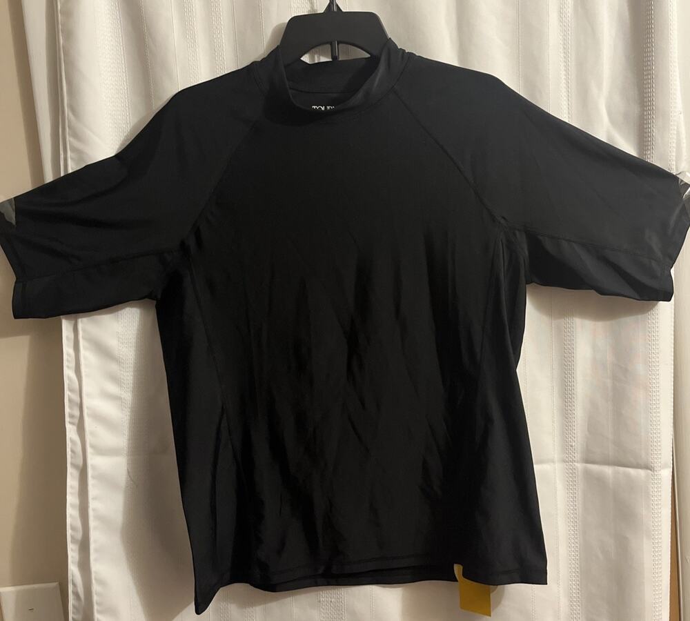 Tournesol Women’s Top UPF 50+ Black Short Sleeves Mock Turtle Neck Size XL